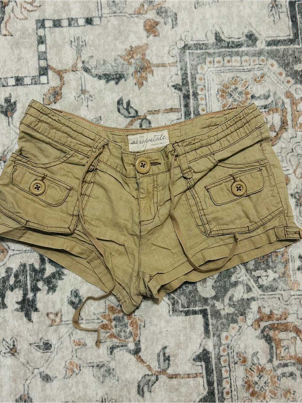 Y2K aeropostale Khaki Cargo Lowrise Drawstring Shorts